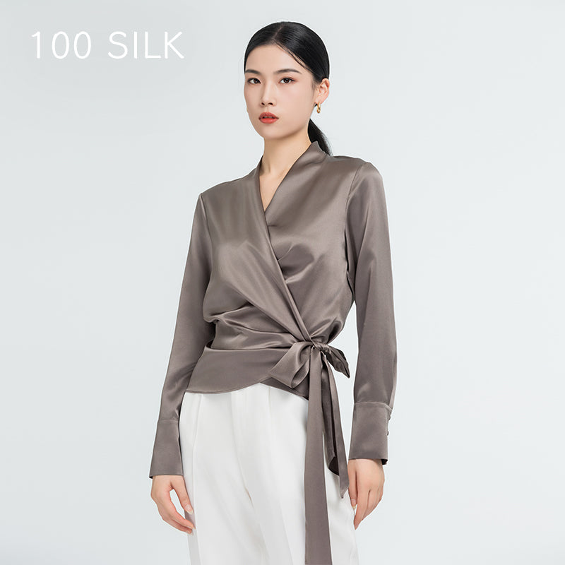 Waist-Tie Silk Blouse