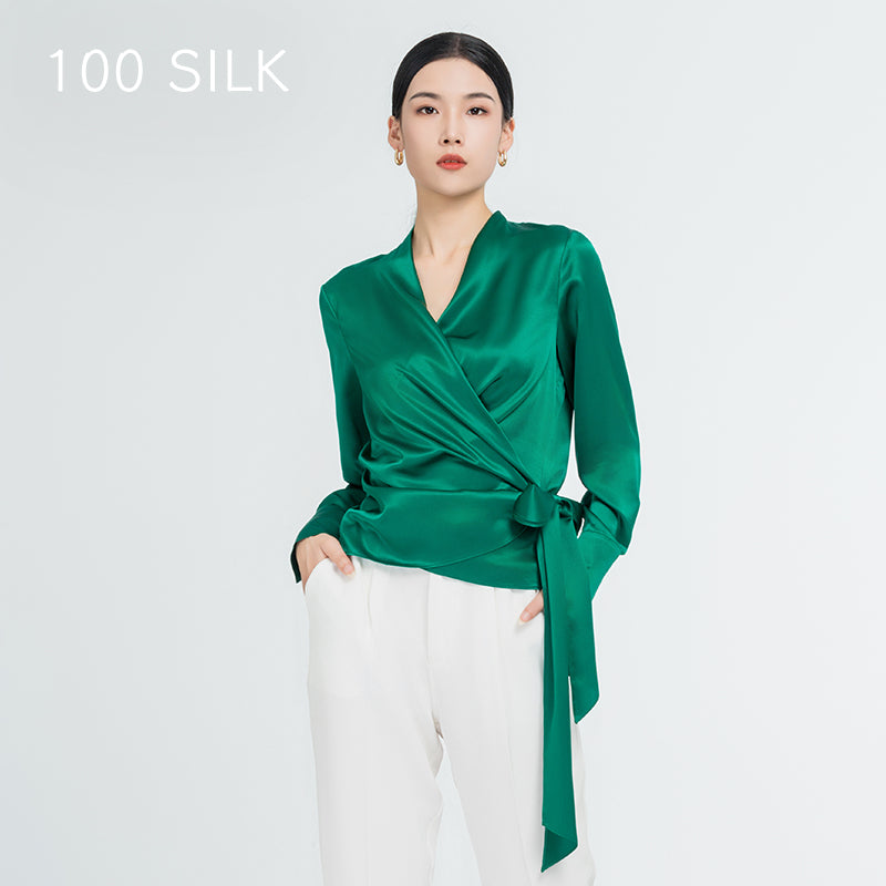 Waist-Tie Silk Blouse