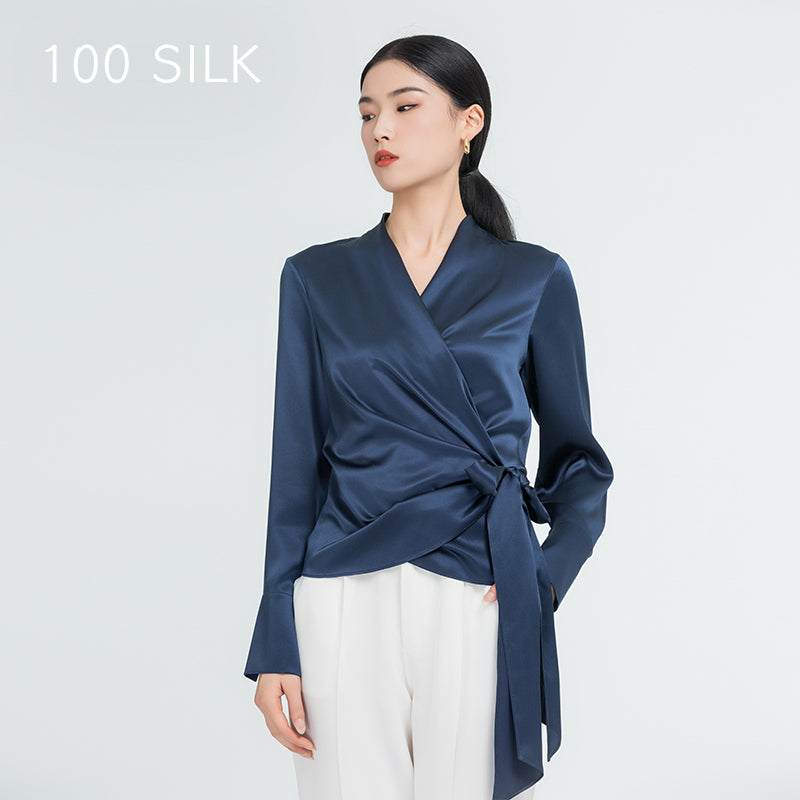 Waist-Tie Silk Blouse