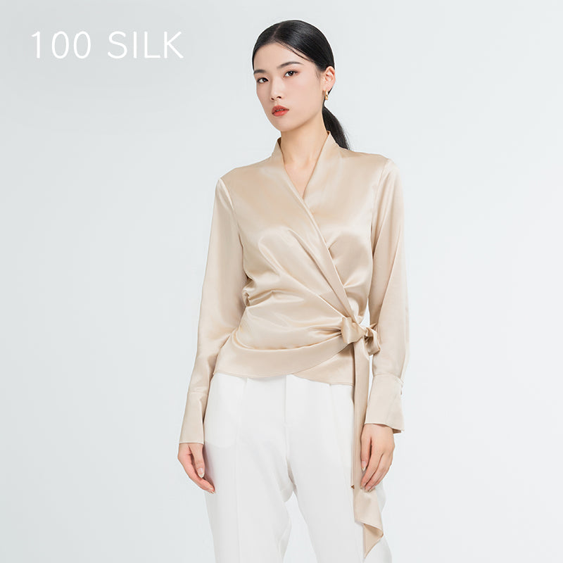 Waist-Tie Silk Blouse