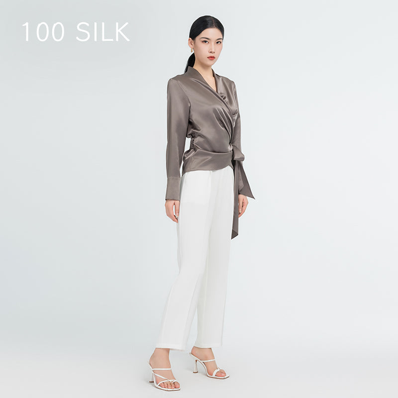 Waist-Tie Silk Blouse