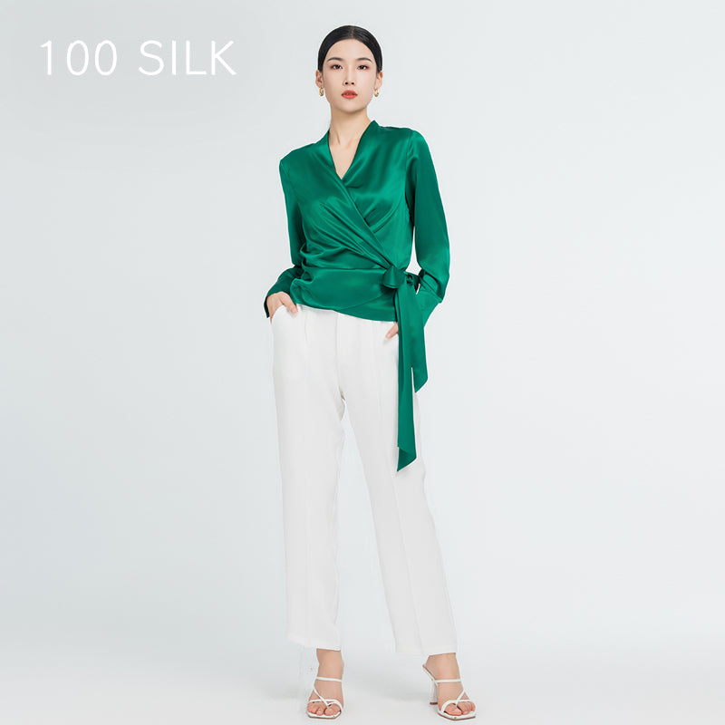 Waist-Tie Silk Blouse