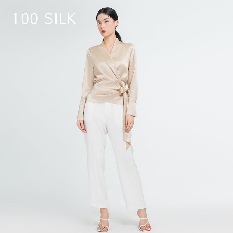 Waist-Tie Silk Blouse